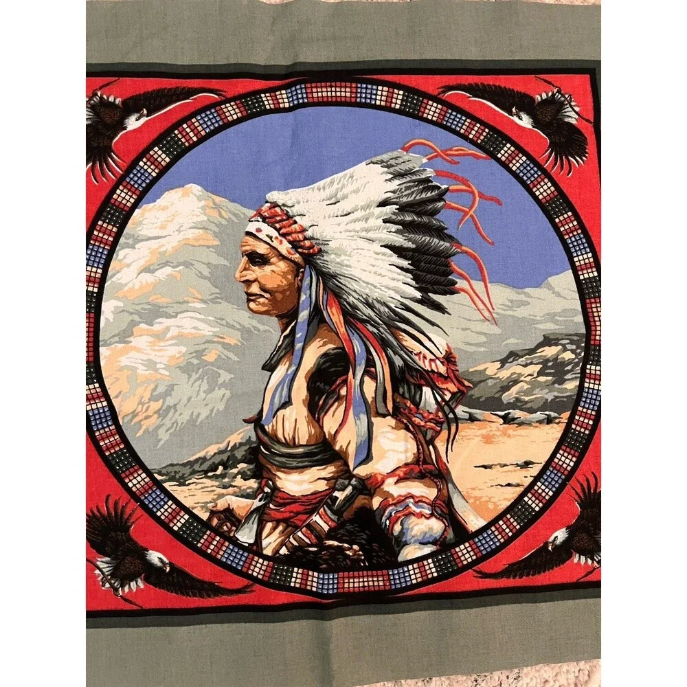 Native American Chief Spirit Pillow Panel Quilt Fabric 17” x 45
